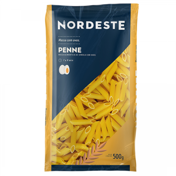 MASSA C OVOS PENNE NORDESTE 500G(FARDO 15UN)