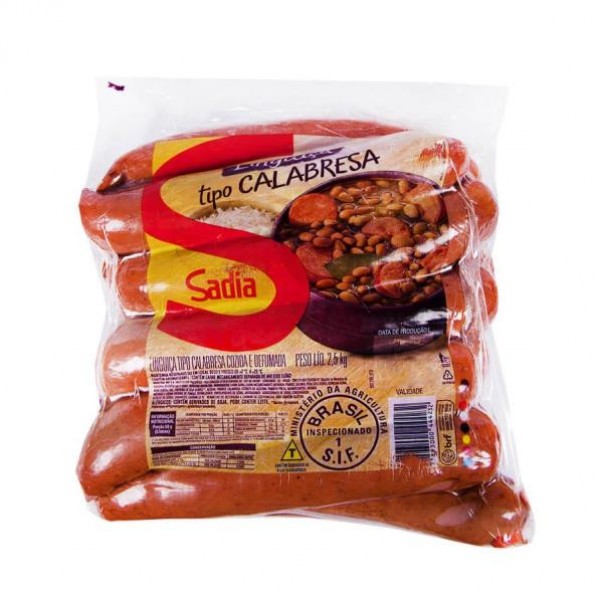 LINGUIÇA  CALABRESA CURVA  SADIA  2,5KG (CX 15KG)