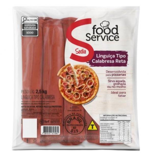 LINGUIÇA CALABRESA RETA SADIA 2,5KG (CX 3UN)