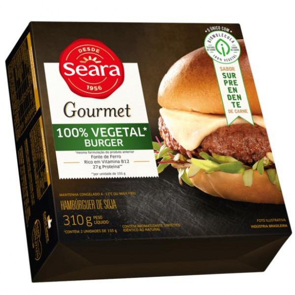 HAMBURGUER 100% VEGETAL  SEARA  GOURMET 310G (CX 12UN)