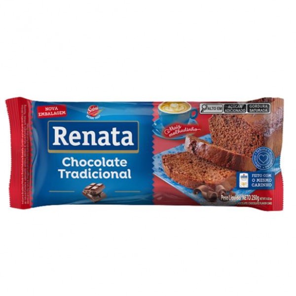 BOLO SABOR CHOCOLATE RENATA 250G ( CX 12UN)
