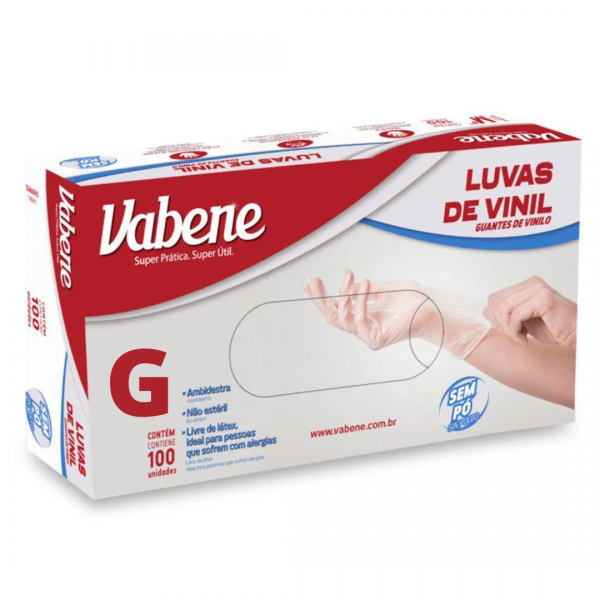 LUVA VINIL S/PO G VABENE 100UN