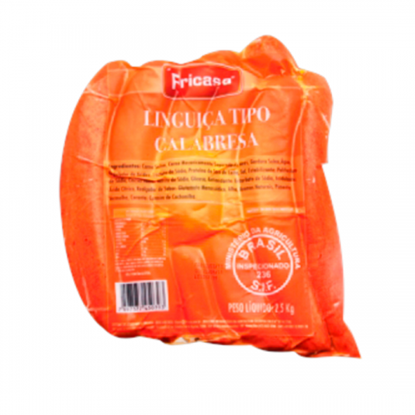 LINGUIÇA TIPO CALABRESA  CURVA FRICASA 2,5 KG (CX 4 PCTS)